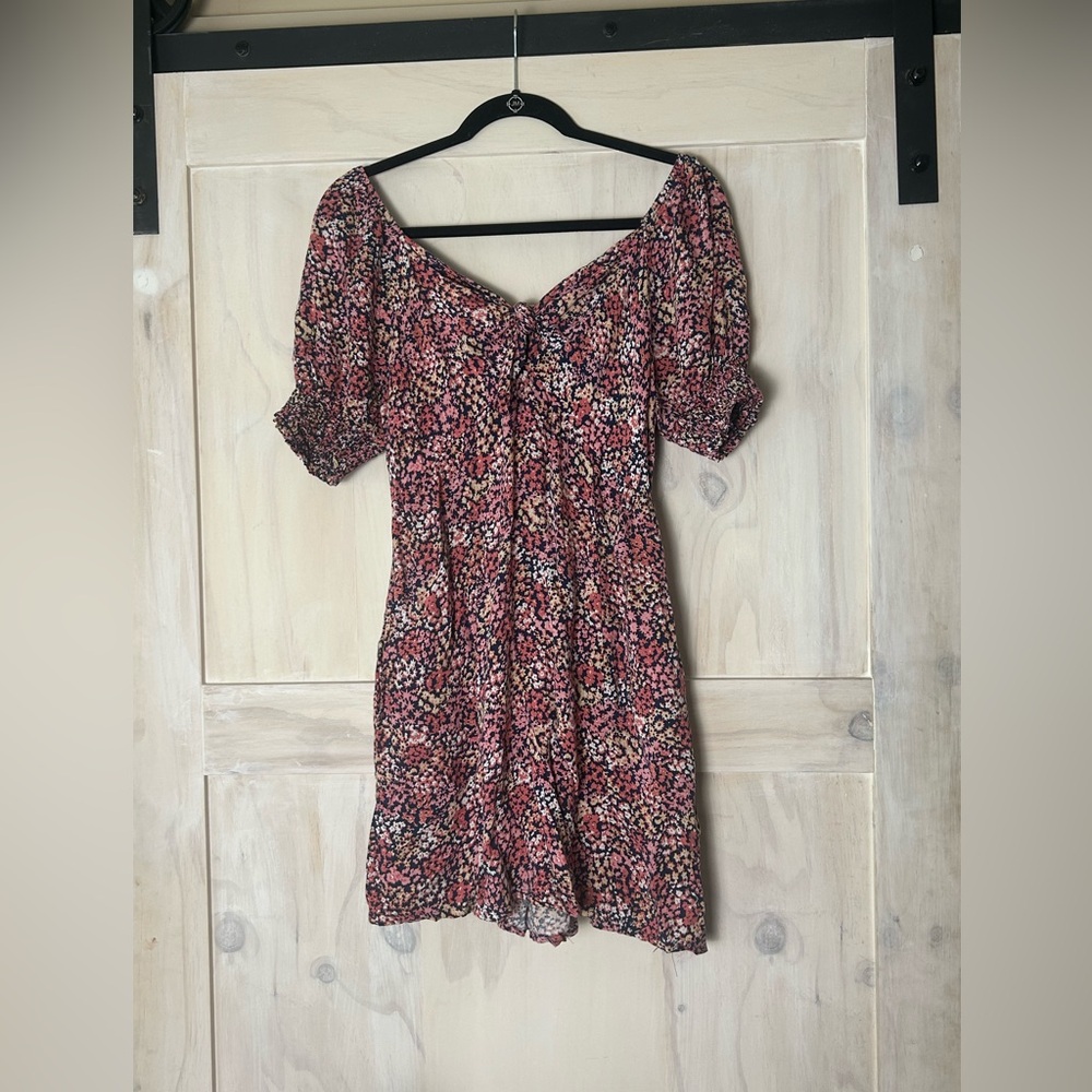 Mimi Chica floral tie front above knee dress with pockets size L